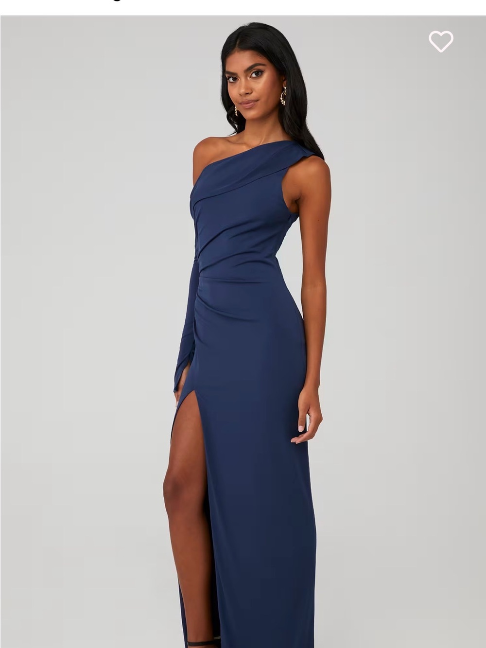 KATIE MAY Mojave Gown Navy One Shoulder Slit Maxi Dress Formal Evening Sz M - Picture 2 of 4